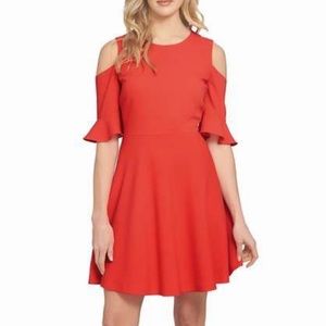NEW CECE Cynthia Steffe Cold Shoulder Coral Dress